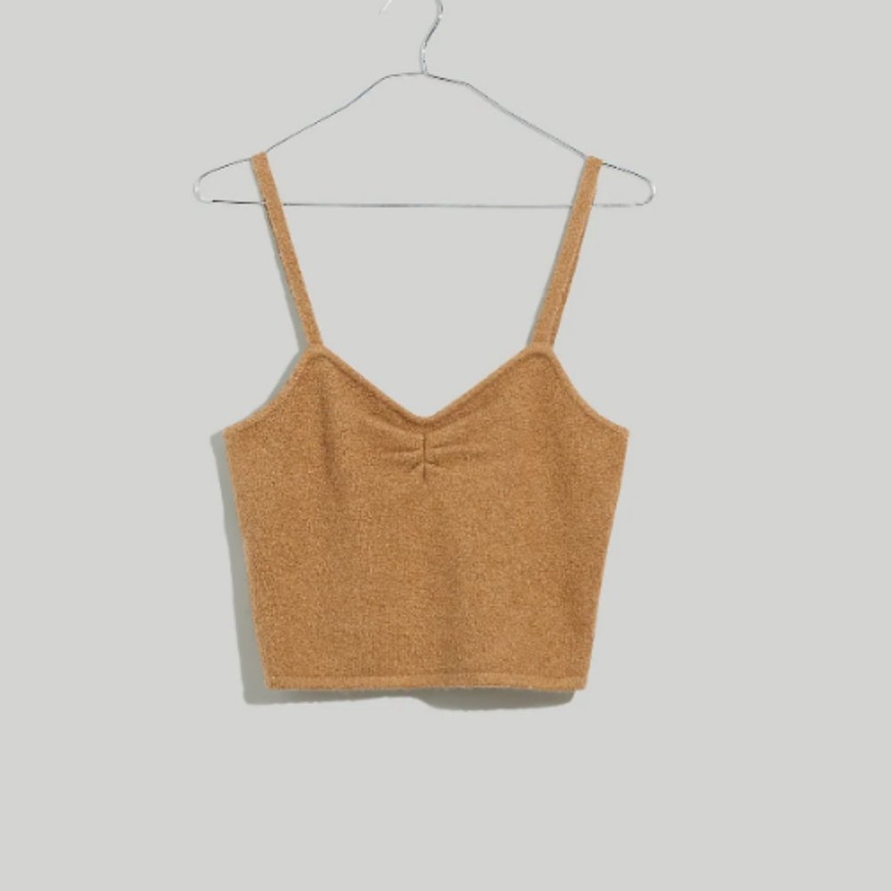 Madewell Mapleton Crop Sweater Tank in Heather Caramel